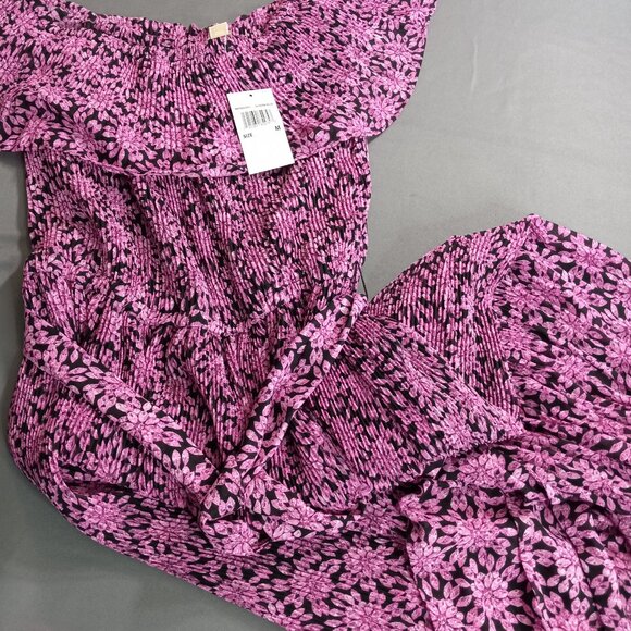 Michaels Kors purple floral off-shoulder dress with belt - NWT Size M - Picture 13 of 14